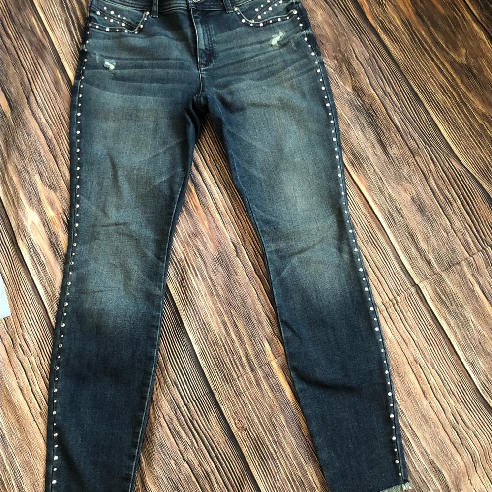 INC INTERNATIONAL CONCEPTS STUDDED DOWN SIDES & FRONT POCKETS BLUE JEANS Size 6